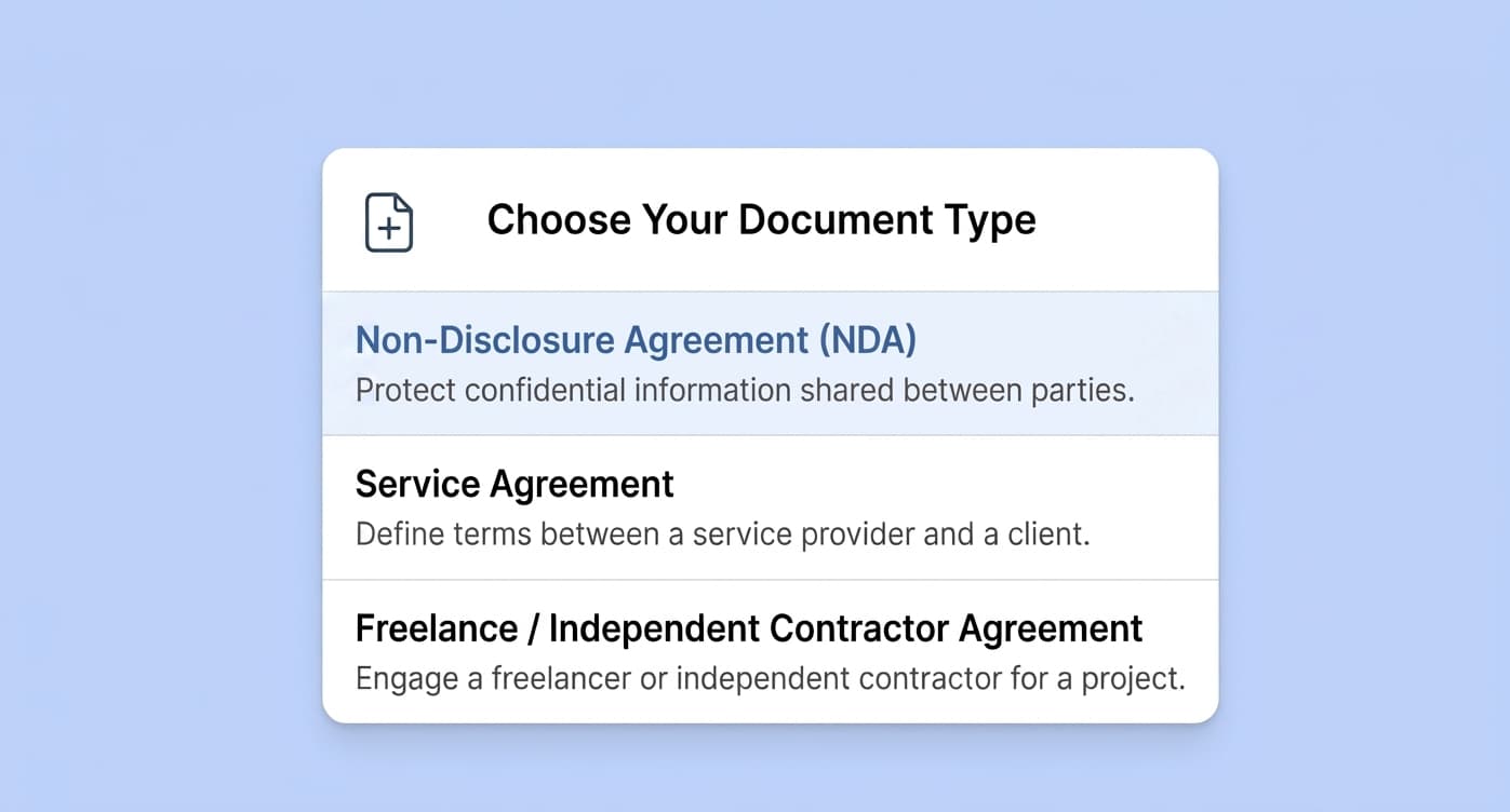 Nombra el contrato que necesitas para empezar a generar