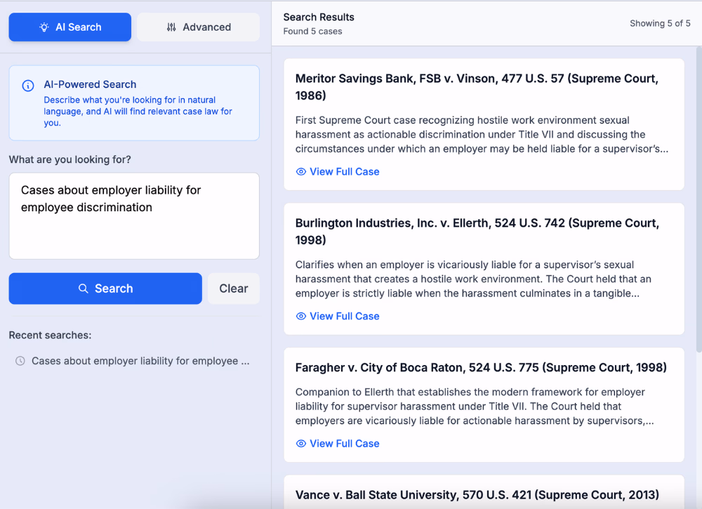 Recherche in der Rechtsprechung